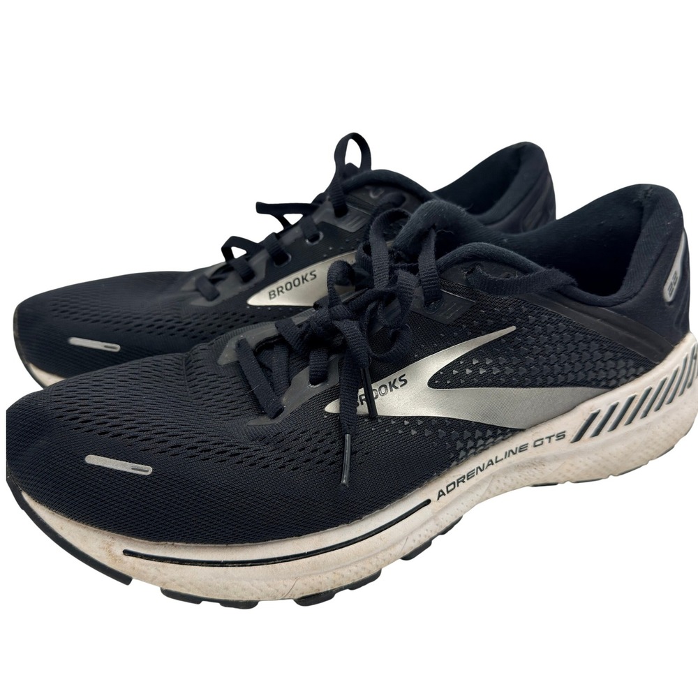 Brooks Adrenaline GTS 22 Mens Black White‎ Silver Running Shoes Size 10.5 Wide